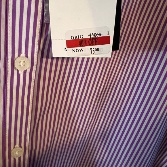 Lauren Ralph Lauren Plus-Size Striped Broadcloth Shirt Lavender/White 1X PLUS SZ - Picture 8 of 9